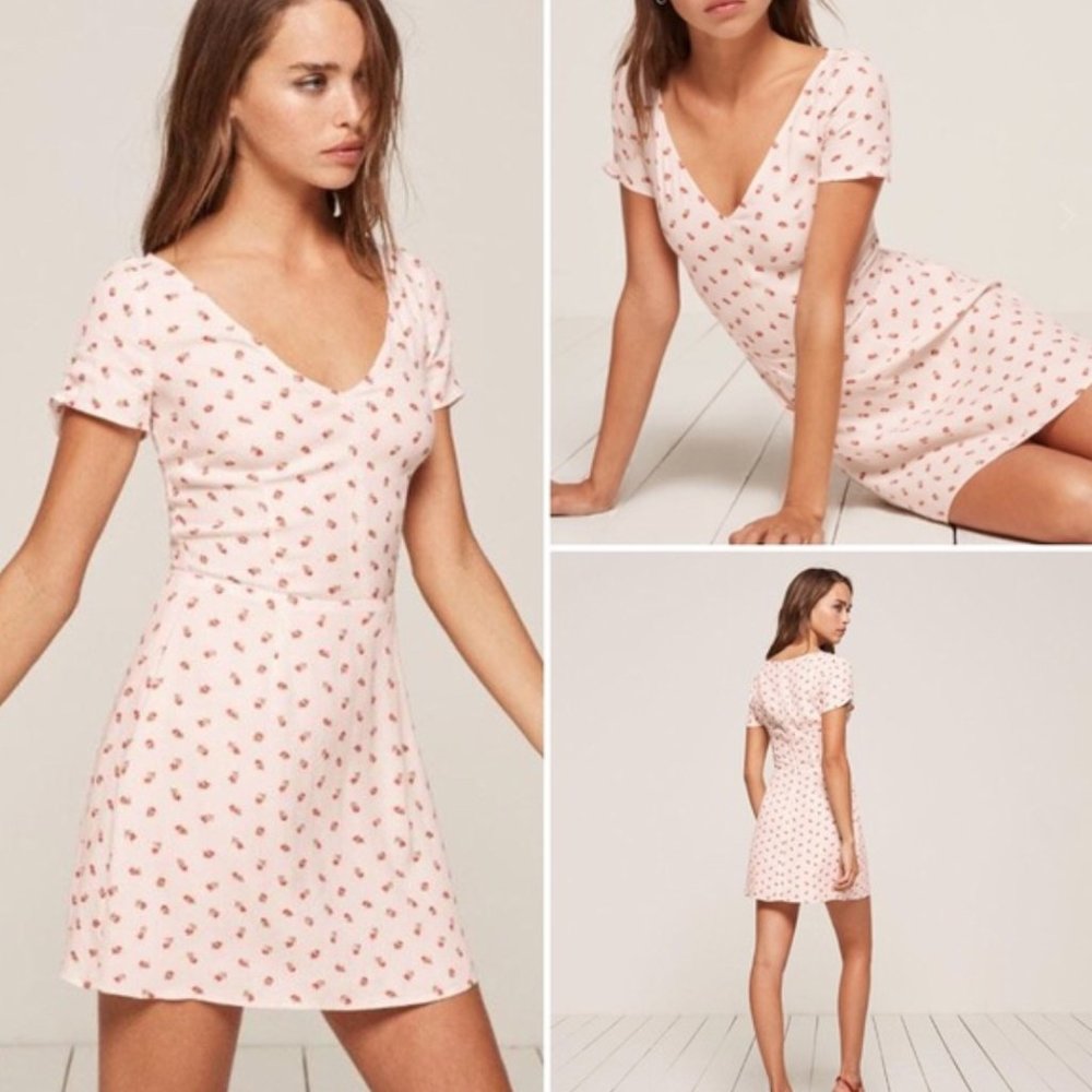 Reformation Raleigh Dress in Red Cherries